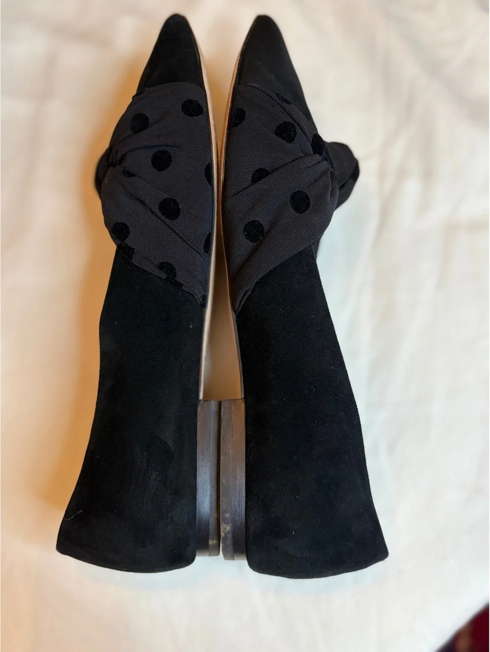 Gianni Bini Black Suede Flats with Ribbon Twist Knot 9.5M